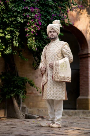 Majestic Gold Groom Sherwani