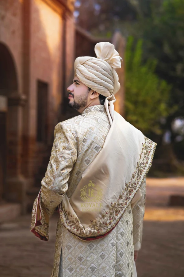 Majestic Gold Groom Sherwani