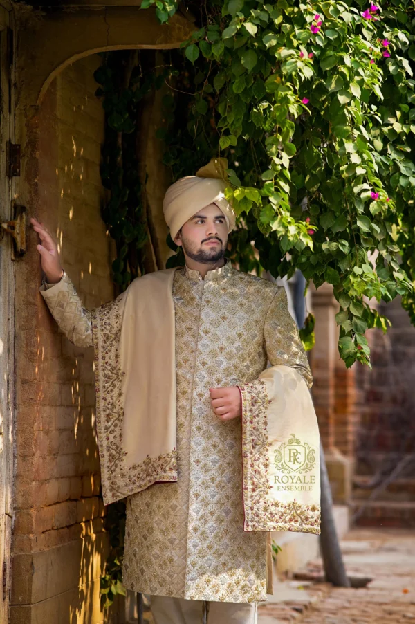 Majestic Gold Groom Sherwani