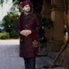 Royal Black & Mehroon Groom Sherwani