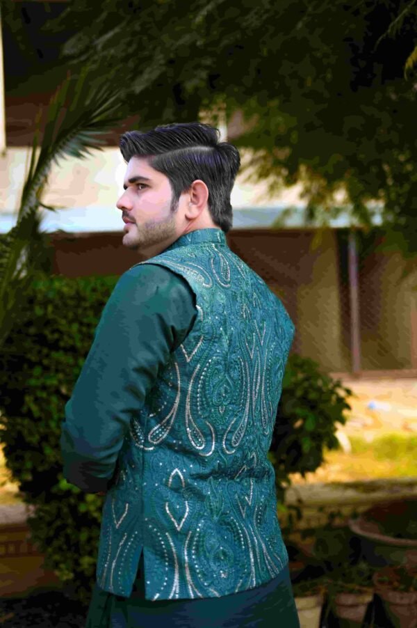 Bottle Green Designer Waistcoat – Fully Handmade