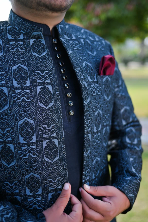 DSC_2456 Black & Light Blue Designer Prince Coat