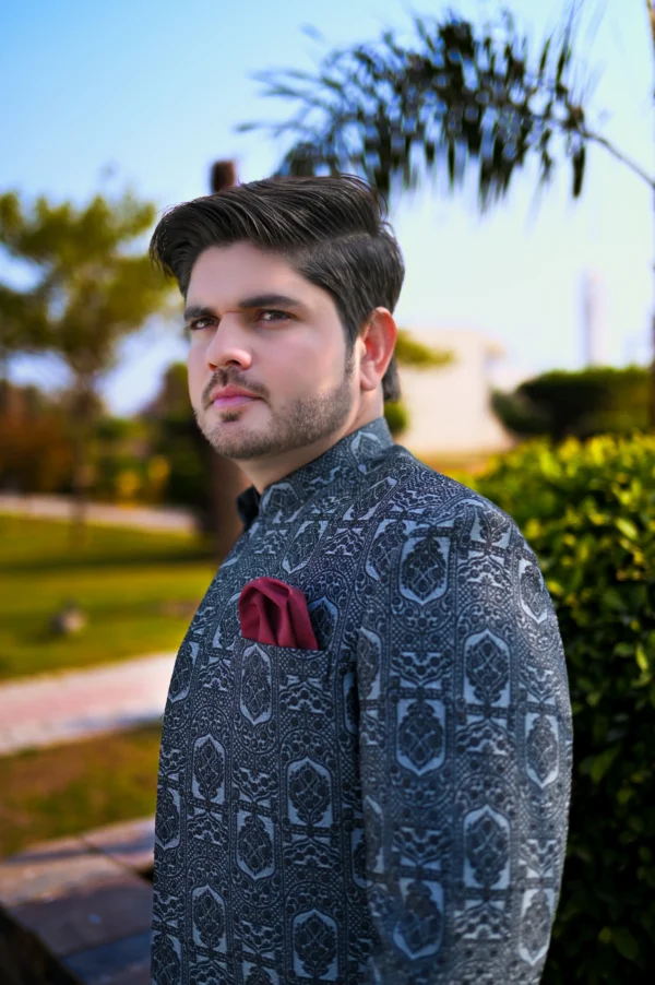 DSC_2459 Black & Light Blue Designer Prince Coat