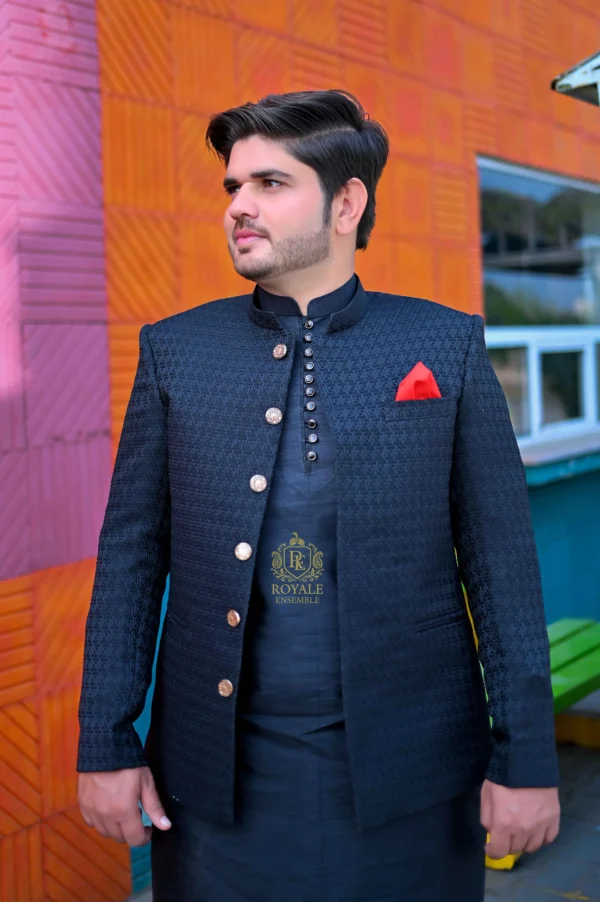 Jet Black Designer Prince Coat