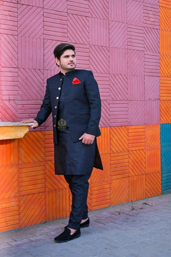 Jet Black Designer Prince Coat