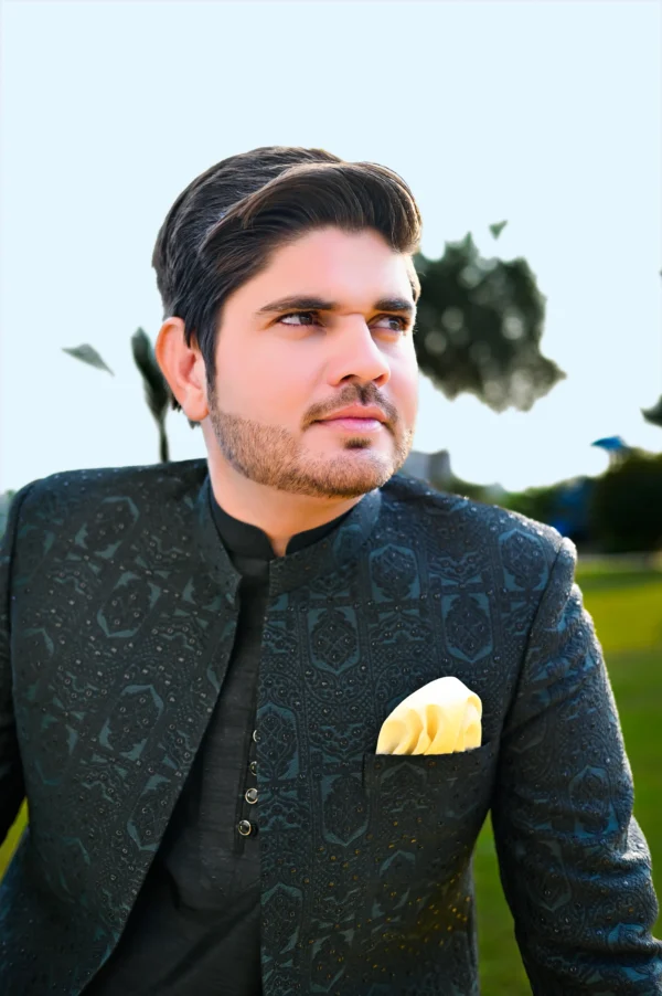 DSC_2563 Black & Bottle Green Combination Prince Coat