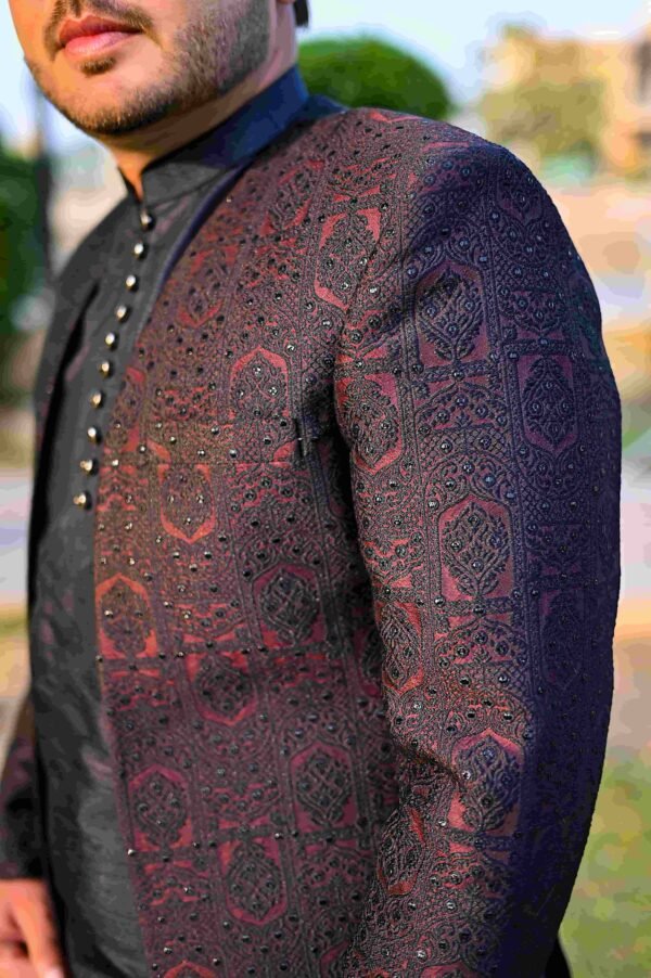 DSC_2596 Black & Maroon Designer Prince Coat