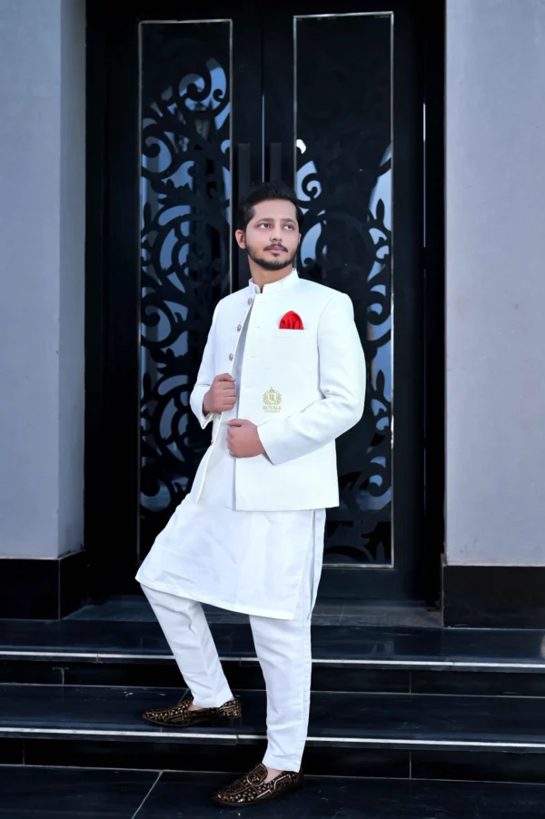 Off-White & Golden Designer Prince Coat