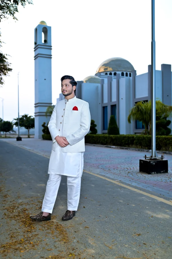 Off-White & Golden Designer Prince Coat