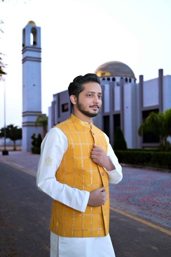 Yellow Designer Waistcoat – Fully Handmade