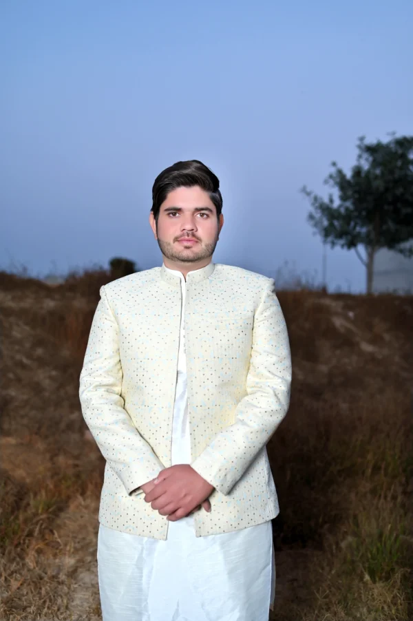 DSC_2829 Off-White & Golden Designer Prince Coat