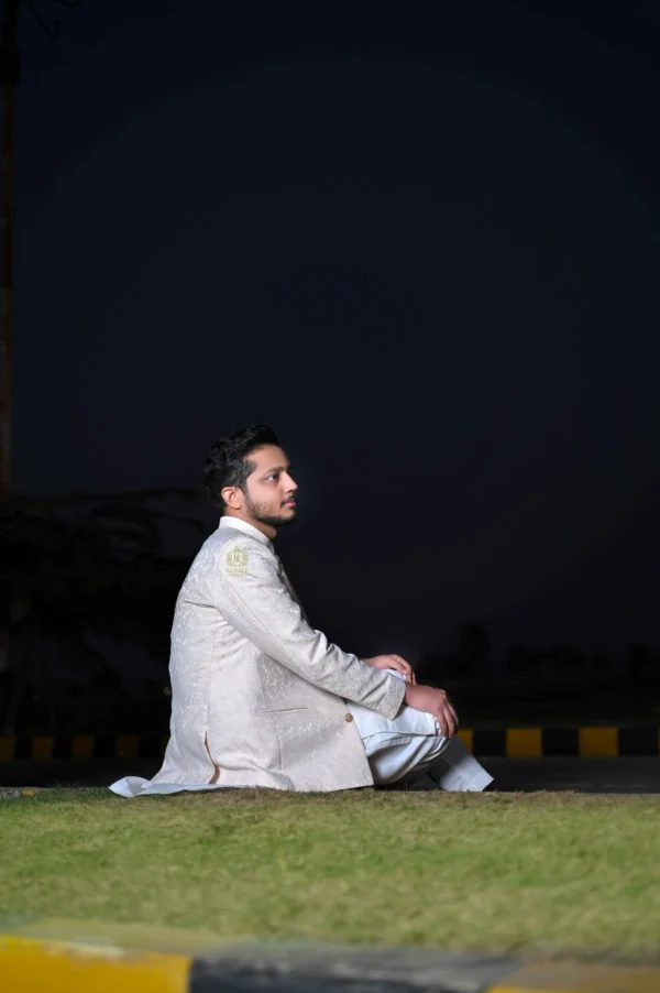 Off-White & Light Golden Designer Prince Coat