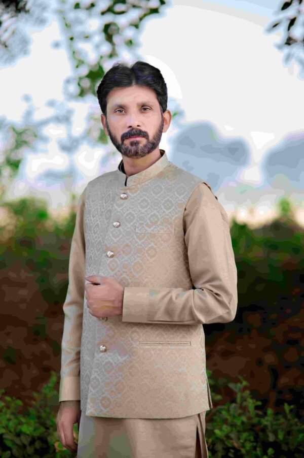 Golden Designer Waistcoat– Fully Handmade