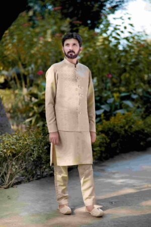 DSC_9660 Golden Designer Waistcoat– Fully Handmade